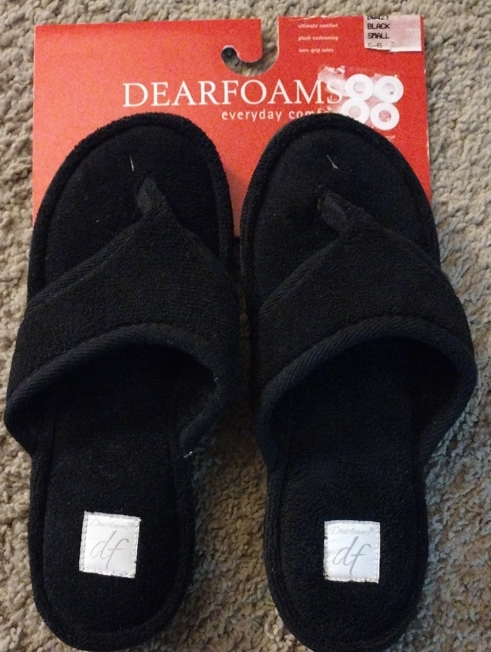 dearfoams Women's Black Plush Slide Sandals